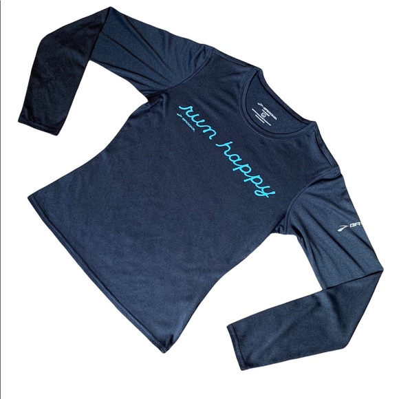 Brooks EZ T Run Happy Navy Long Sleeve T-Shirt - Picture 5 of 14